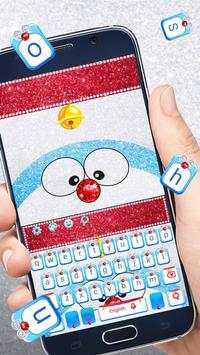 Blue Glitter Cat Keyboard Theme. screenshot 1