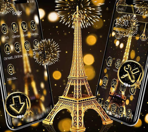 Golden Shine Paris Night Theme screenshot 1