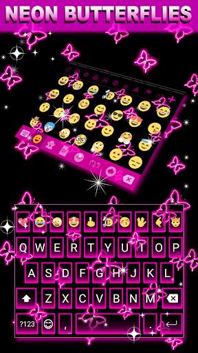 Neon Butterflies Keyboard स्क्रीनशॉट 1
