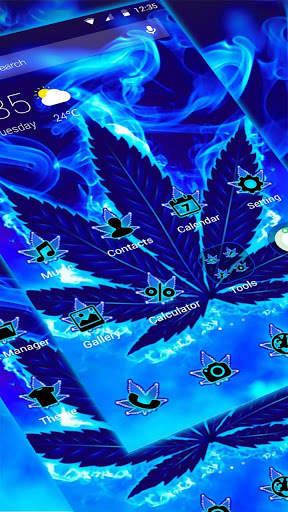 Blue Flame Weed Theme APUS Launcher screenshot 1