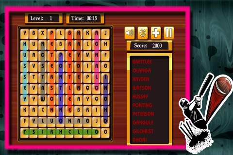 Word Search : Cricket Players screenshot 2