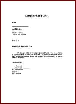 Resignation Letter Formats 2018 5 تصوير الشاشة