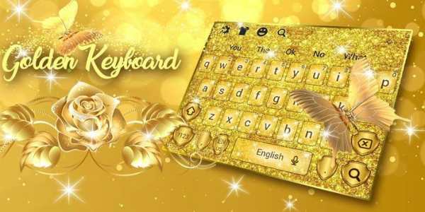 Luxury Golden Butterfly Keyboard Theme screenshot 5