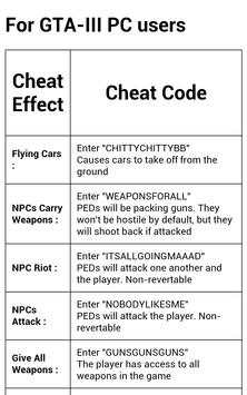 Cheats GTA III screenshot 1