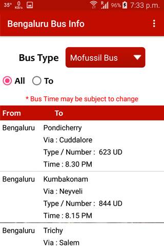 Bangalore Bus Info screenshot 3