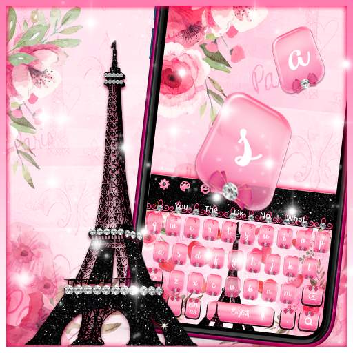 Pink Paris Eiffel Tower Keyboard 10001001