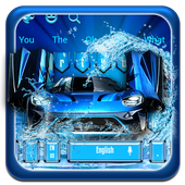 Blaue Sport-Rennwagen-Tastatur icon