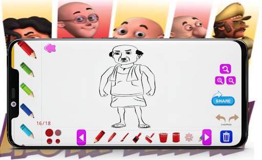 Motu Drawing or Coloring Game-Patlu Sketching Game screenshot 5