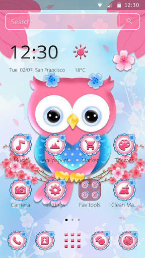 Cute Pink Owl Theme screenshot 1