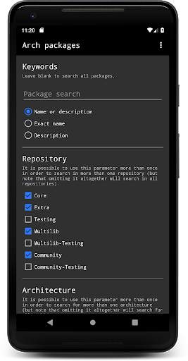 Arch packages screenshot 1
