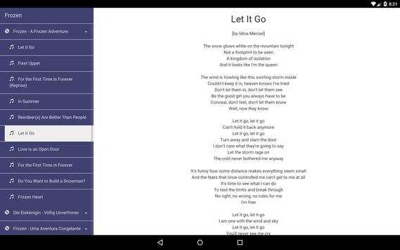 Frozen Lyrics 6 تصوير الشاشة