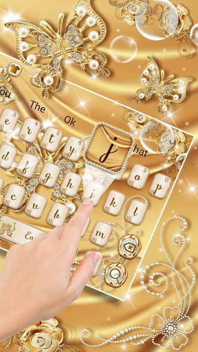 Luxurious Golden Silk Butterfly Keyboard Theme screenshot 1