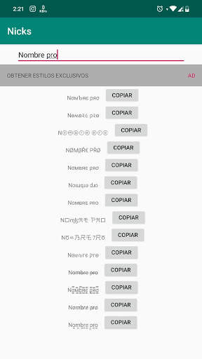 Nuevos nombres Free F. screenshot 1