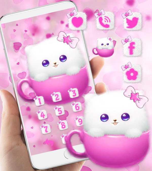 Kitty Theme Cup Cat Wallpaper screenshot 4