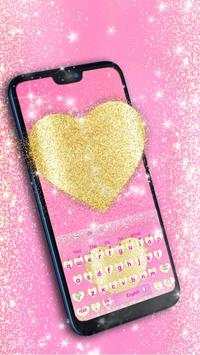 Pink Gold Glitter Heart Keyboard screenshot 1