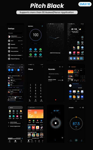Pitch Black EMUI 5/8/10 Theme 1 تصوير الشاشة