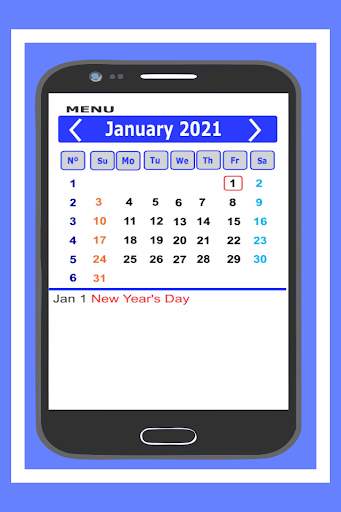 Calendar North America 2021 - Holidays Free скриншот 4