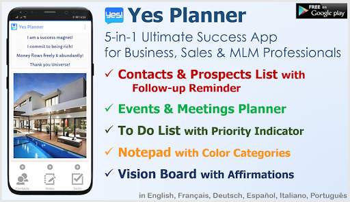 Yes Planner for Direct Selling, Business and MLM screenshot 1