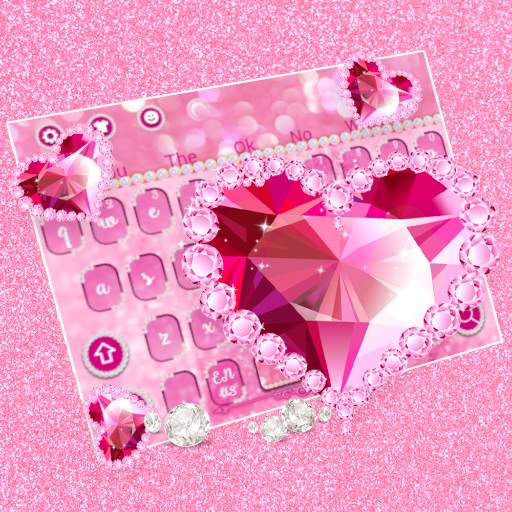Diamond Pink Glitter Heart Keyboard 10001004