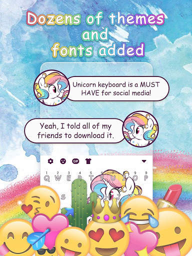 Rainbow Unicorn Emoji Keyboard Theme screenshot 2