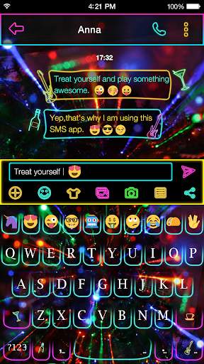 Emoji Keyboard Neon Rainbow स्क्रीनशॉट 1