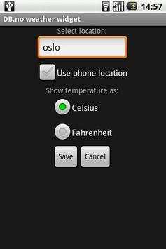DB.no weather widget screenshot 2