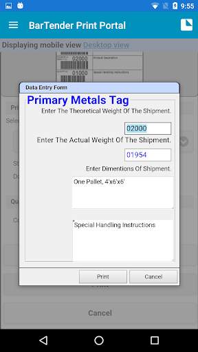 BarTender Print Portal App screenshot 2