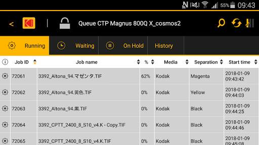 Kodak mobile CTP control App screenshot 3