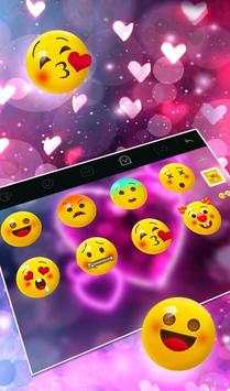 Sparkling Neon Purple Hearts Light Keyboard Theme screenshot 5