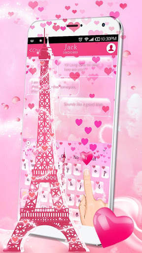Pink Love Paris Eiffel Tower Keyboard Theme скриншот 2