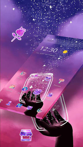 Violet Galaxy Glitter Bottle Theme screenshot 3