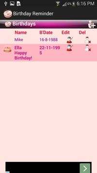 Birthday Reminder 8 تصوير الشاشة