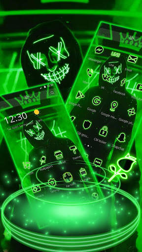 Green Neon Led Mask Anonymous Theme screenshot 1