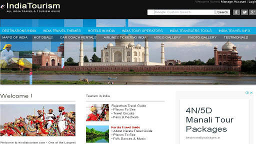 eIndiaTourism All India Travel and Tourism Guide screenshot 1