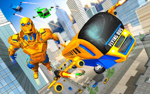 Flying Bus Robot Transform War: Robot Hero Game screenshot 2
