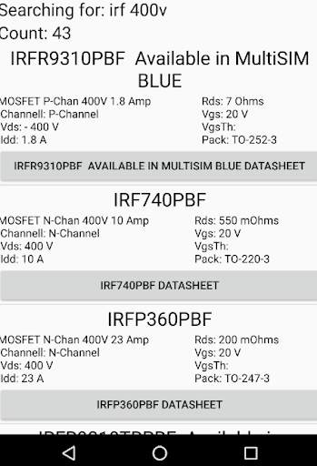 MOSFET транзисторы база данных скриншот 4