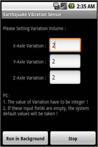 Earthquake Vibration Sensor screenshot 1
