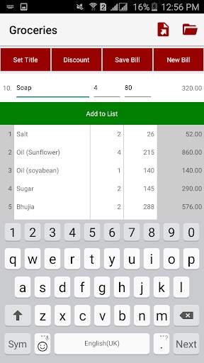 Bill Calculator: Calculate, Organize and Export 1 تصوير الشاشة