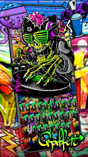 Graffiti Skull DJ Music Keyboard Theme screenshot 1