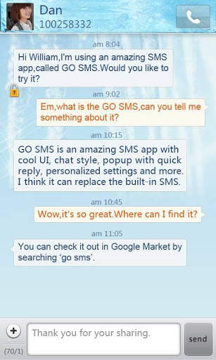 GO SMS Pro Iceblue theme 1 تصوير الشاشة