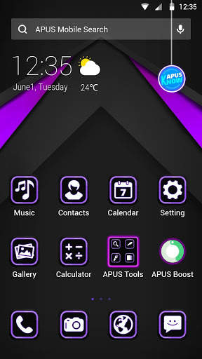 Black & Purple APUS Launcher theme screenshot 1