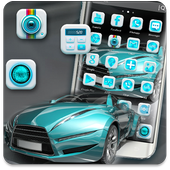 Blue Speeding Car Theme icon