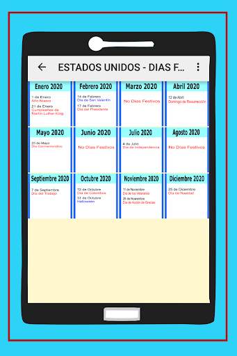 Calendario En Español 2020- Días Festivos. 3 تصوير الشاشة