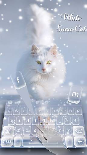 White Snow Cat Keyboard Theme screenshot 2
