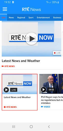 RTÉ News screenshot 2