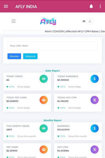 AFLY INDIA | BEST URL SHORTNER 2021 screenshot 1