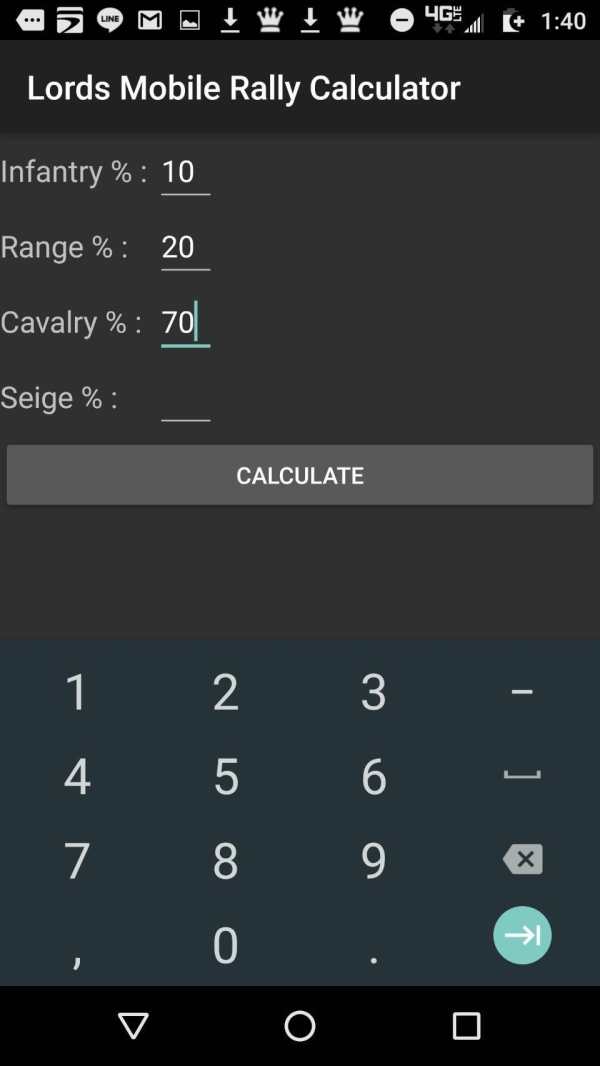Lords Mobile Composition Calc screenshot 1