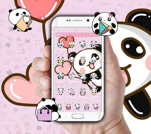 Pink cartoon Cute Panda Wallpaper screenshot 4