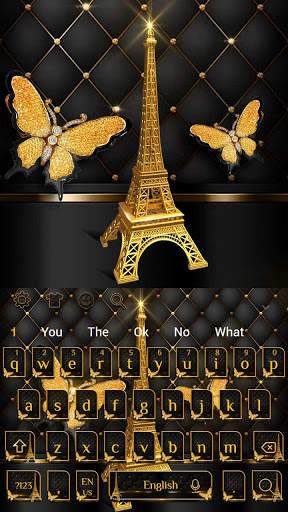 Golden Butterfly Eiffel Tower Keyboard screenshot 1