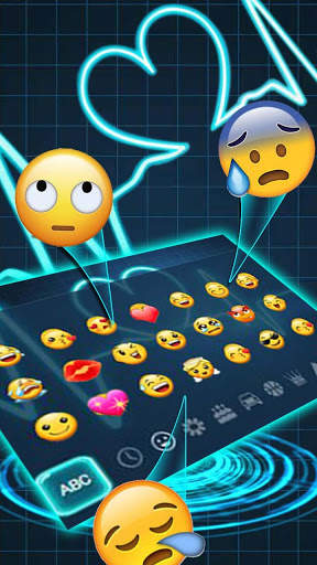 Neon Blue Heart Theme screenshot 3